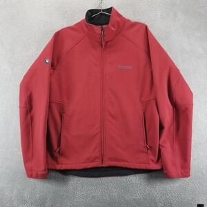 Marmot Jacket Mens L Red Softshell Full Zip Fleece Lined Windbreaker Outdoor